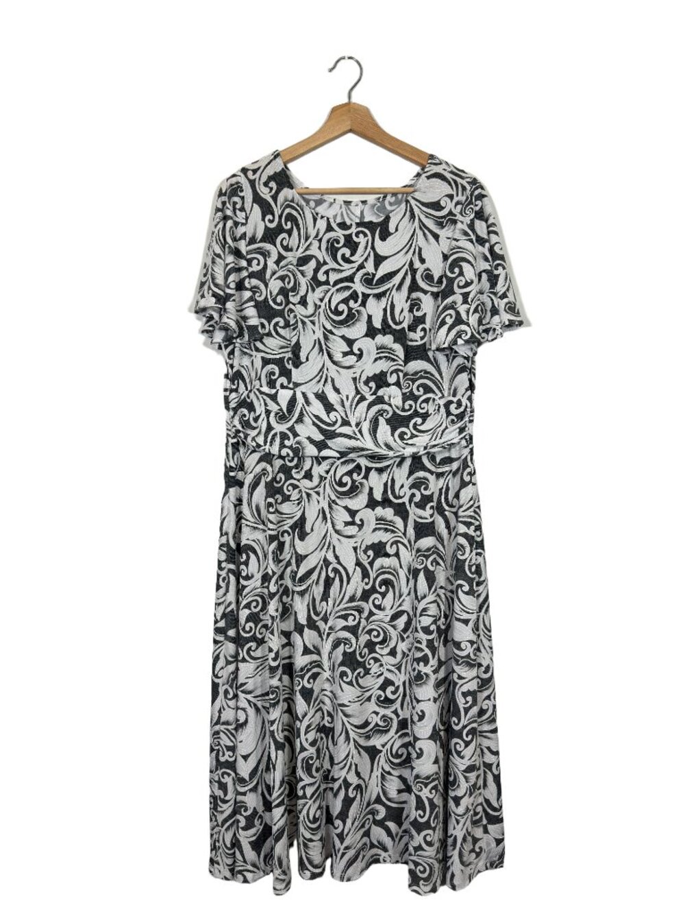 Women's Flutter Sleeve Dress Midi Plus Size 1X Stretch Classic Casual Elegant